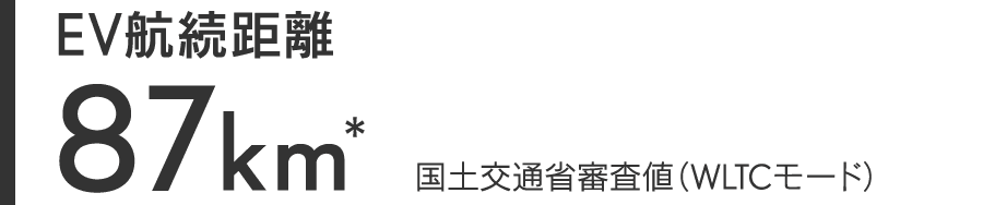EV航続距離 87km* 国土交通省審査値（WLTCモード）
