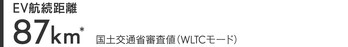 EV航続距離 87km* 国土交通省審査値（WLTCモード）